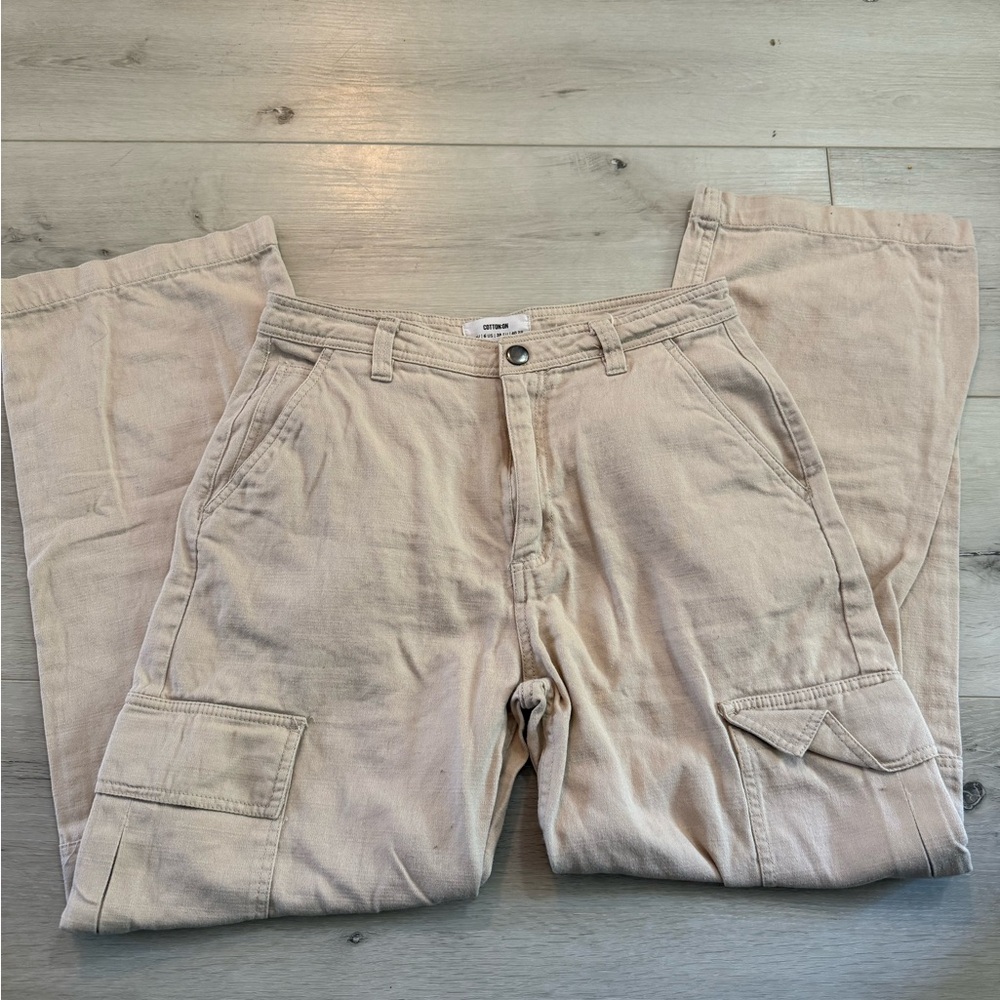 Cotton On High Rise Light Tan Cargo Pants